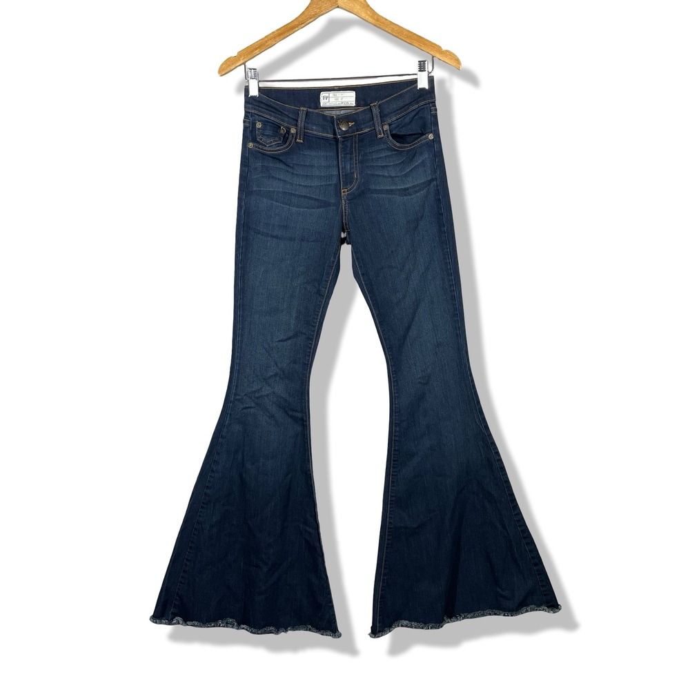 Free People Just Float On Flare Jeans Womens 27 Blue Boho 70s Retro Festival